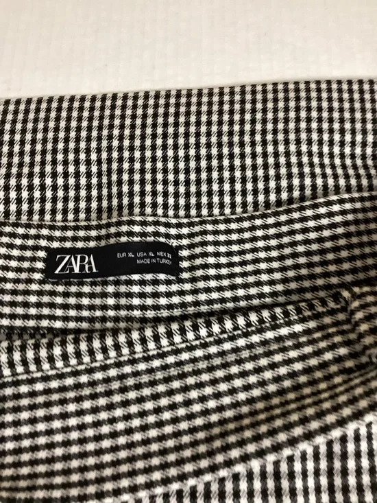 Zara Black and White Gingham Midi Skirt with Asymmetric Button Placket Euro XL - Picture 4 of 10